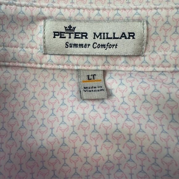 Peter Millar Summer Comfort Large Tall Pink/Blue/White Graphic SS Golf Polo - Picture 3 of 6